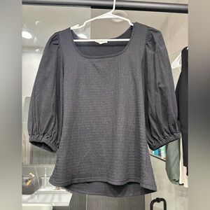 Elegant Black Puff Sleeve Women's Blouse